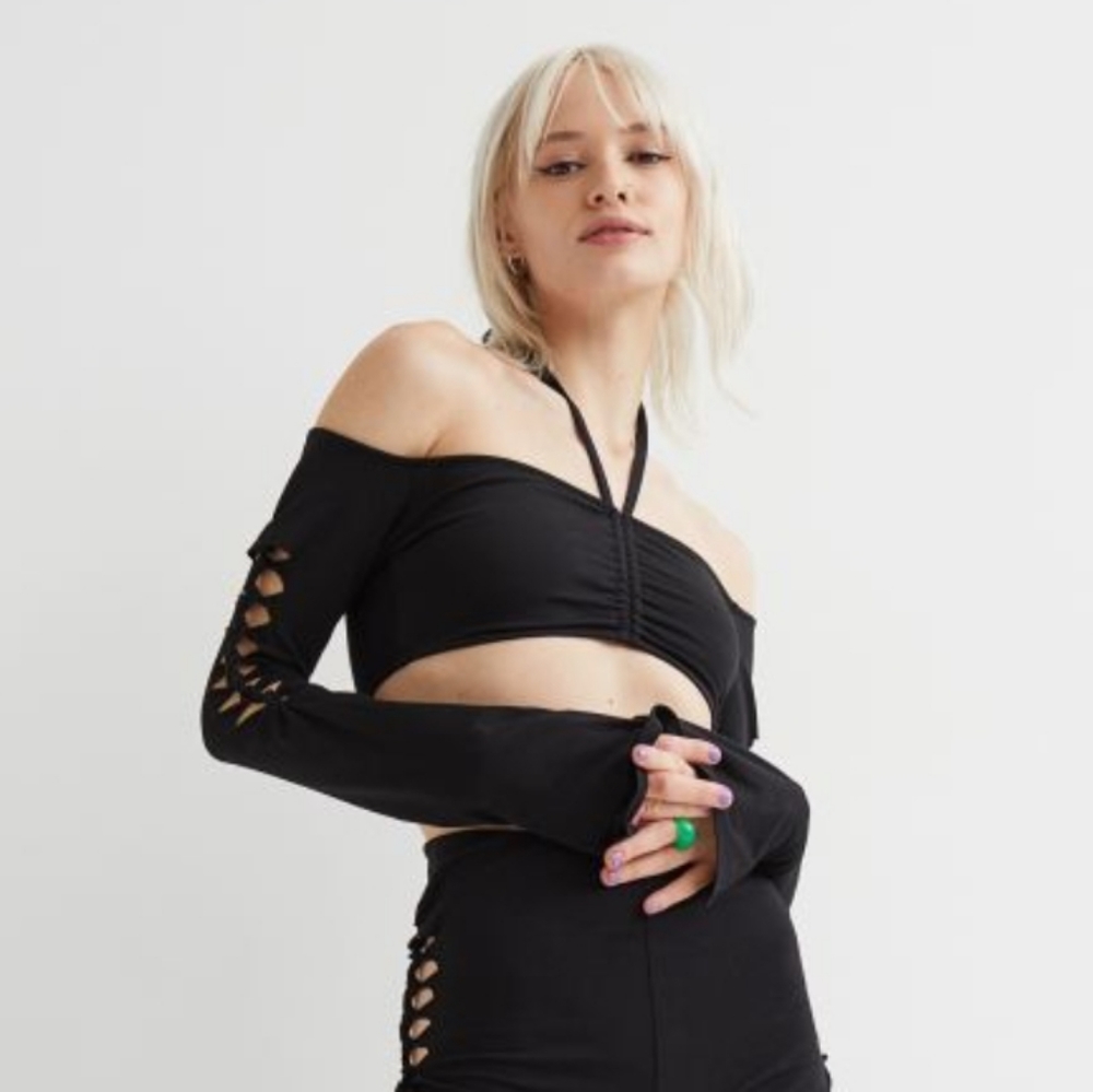NWT Cut Out Crop Halter Top